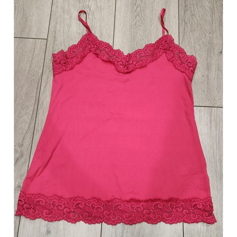 White House‎ Black Market Pink Lace Trim Camisole Sz S Adjustabl Spaghetti Strap